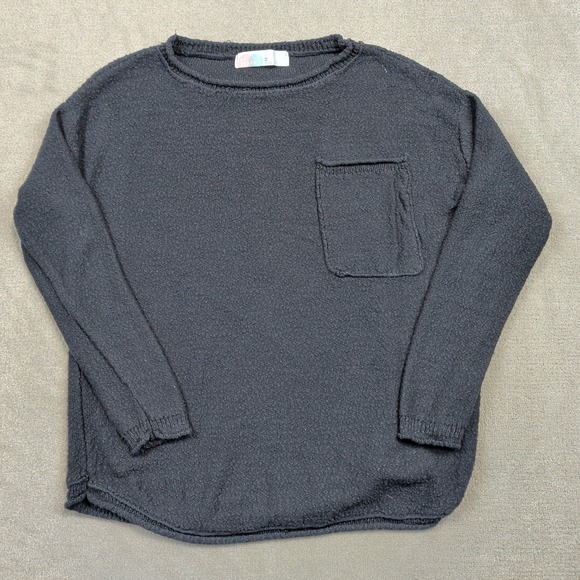 FP Beach Free People Sweater Womens XS Black Textured Knit Long Sleeve Pullover — photo 2